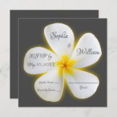 Moderne Square White Plumeria Blume, UAWG Einladung (Vorne/Hinten)
