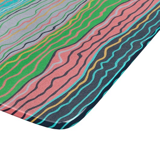 Moderne Squigglage 6 x 7 Deko Glasschneidplatte Schneidebrett (Ecke)