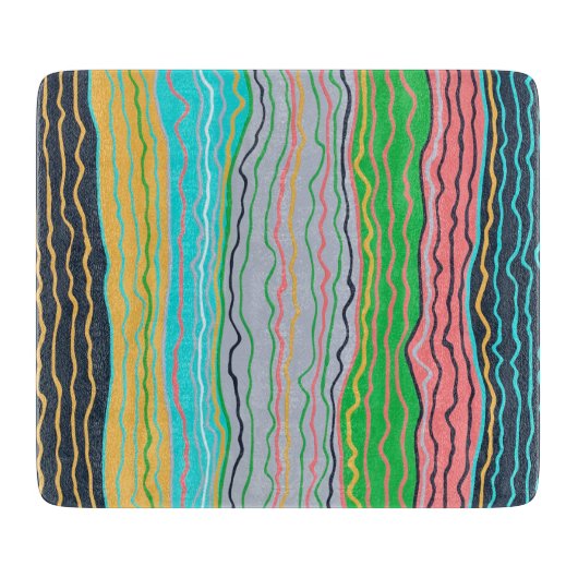 Moderne Squigglage 6 x 7 Deko Glasschneidplatte Schneidebrett (Vorderseite)