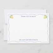 Moderne Squiggle Lemons Mediterranes Brautparty Dankeskarte (Vorderseite)