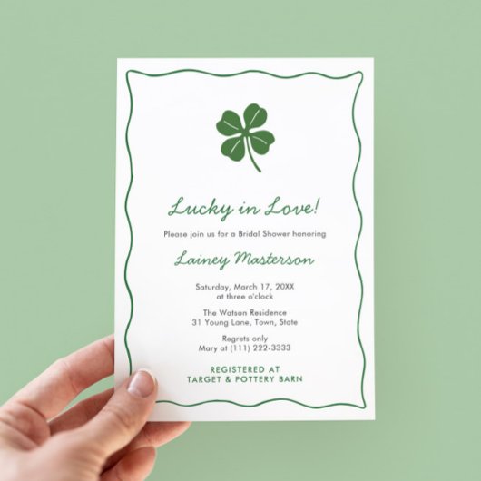 Moderne Squiggle St. Patrick Hochzeitsdusche Einladung