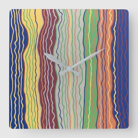 Moderne Squiggles 3 Wall Clock Quadratische Wanduhr (Vorderseite)