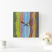 Moderne Squiggles 4 Wall Clock Quadratische Wanduhr (Zuhause)