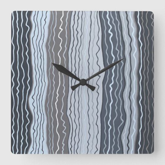 Moderne Squiggles 5 Wall Clock Quadratische Wanduhr (Vorderseite)
