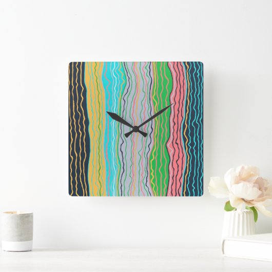 Moderne Squiggles Wall Clock Quadratische Wanduhr (Zuhause)