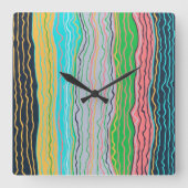 Moderne Squiggles Wall Clock Quadratische Wanduhr (Vorderseite)