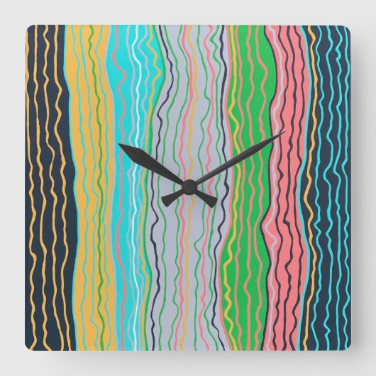 Moderne Squiggles Wall Clock Quadratische Wanduhr (Vorderseite)