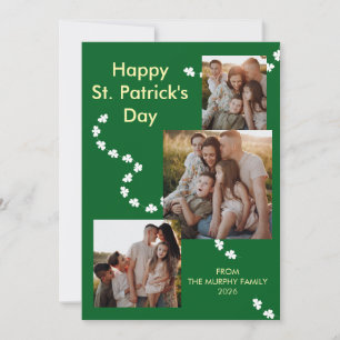 Moderne St.-Patrick's-Day-Familie mit 3 Fotos Sham Feiertagskarte
