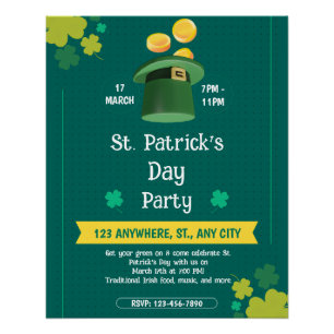 Moderne St. Patrick's Day Party-Einladung nach Maß Poster