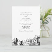 Moderne St. Paul Skyline Black & White Wedding Einladung (Stehend Vorderseite)
