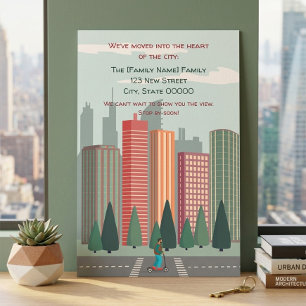 Moderne Stadt-Silhouette Animierte Werbekarte Briefpapier