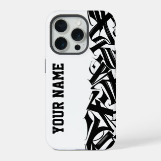Moderne städtische Schwarz-Weiß-Kalligrafie, indiv iPhone 15 Pro Hülle