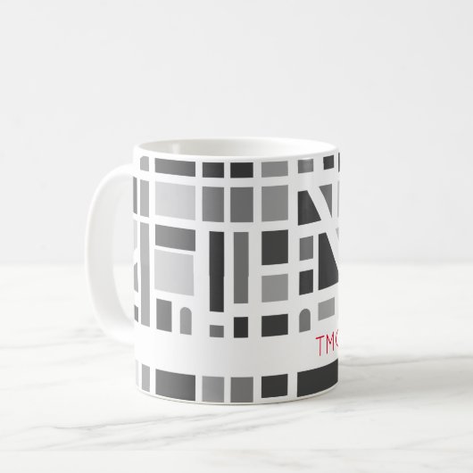 Moderne Stadtkarte Schwarz-weiß Graue Bürobezeichn Kaffeetasse (Vorderseite Links)