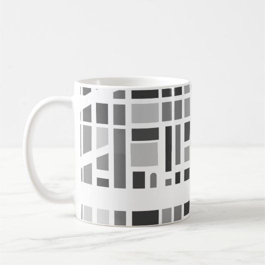 Moderne Stadtkarte Schwarz-weiß Graue Bürobezeichn Kaffeetasse (Links)