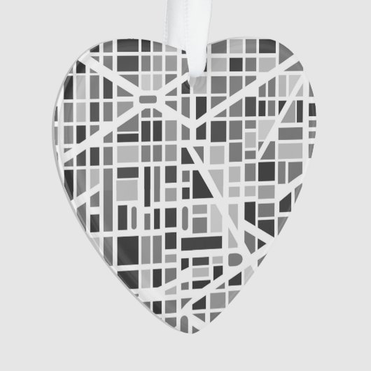 Moderne Stadtkarte ZIP CODE Mein Herz lebt in Ornament (Vorderseite)