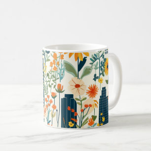 Moderne Stadtlandschaft Wildblumen Cottagecore #9 Kaffeetasse
