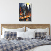 Moderne Stadtnachts - City Skyline bei Dusk Art Leinwanddruck (Insitu (Schlafzimmer))