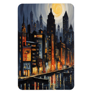 Moderne Stadtnachts - City Skyline bei Dusk Art Magnet