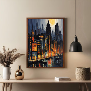 Moderne Stadtnachts - City Skyline bei Dusk Art Poster