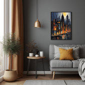 Moderne Stadtnachts - City Skyline bei Dusk Art Poster