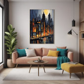 Moderne Stadtnachts - City Skyline bei Dusk Art Poster