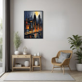 Moderne Stadtnachts - City Skyline bei Dusk Art Poster