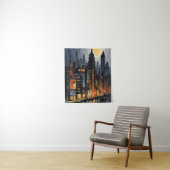 Moderne Stadtnachts - City Skyline bei Dusk Art Wandteppich (Beispiel)