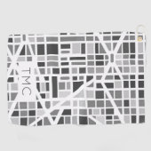 Moderne Stadtplan Monogram INITIALS Architektur Golfhandtuch (Horizontal)