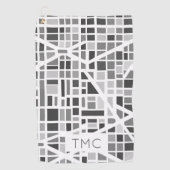 Moderne Stadtplan Monogram INITIALS Architektur Golfhandtuch (Vorderseite)