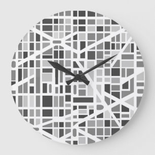 Moderne Stadtplan Schwarz-weiß Gray Office Dekorat Große Wanduhr