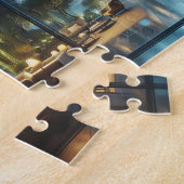 Moderne Stadtsicht am Rain Night Jigsaw Puzzle (Seite)