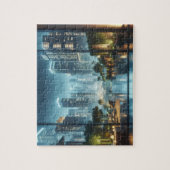 Moderne Stadtsicht am Rain Night Jigsaw Puzzle (Vertikal)