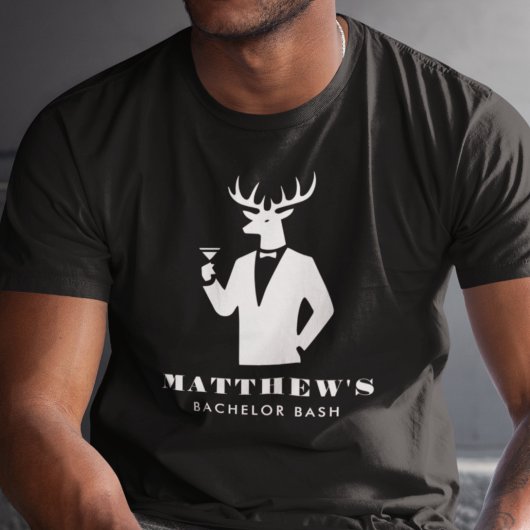 Moderne Stag Party Black Cocktails Bachelor Party T-Shirt