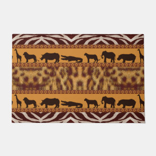Moderne Stammes- Afrikanische Leoparden Muster Tie Fußmatte