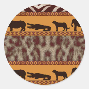 Moderne Stammes- Afrikanischer Schneeleopard-Tierd Runder Aufkleber