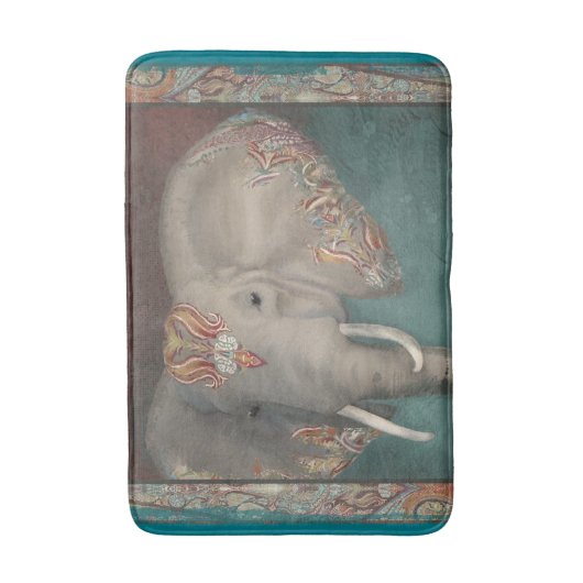 Moderne Stammes- Grenzelefant-Kunst Kaschmirs Badematte (Vorderseite Vertikal)