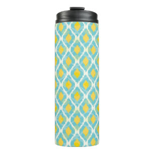 Moderne Stammes-Ikat-Blau-Gelb-Mode Thermosbecher