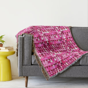 Moderne Stammesgeometrie, Burgundrot und Pink Decke