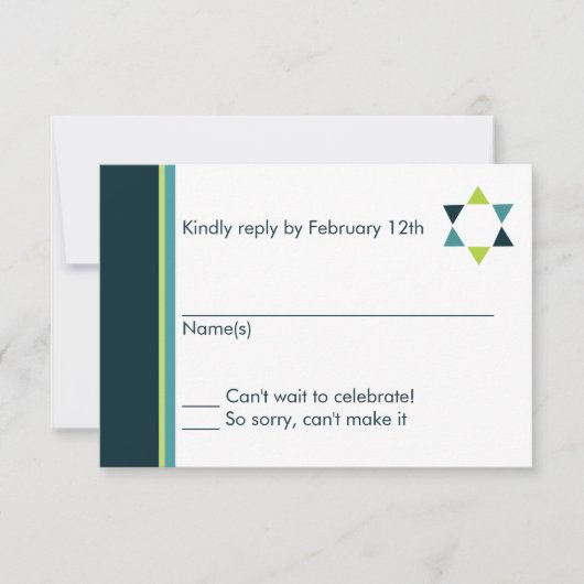 Moderne Star Bar Mitzvah Response Card RSVP Karte (Vorderseite)