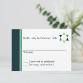 Moderne Star Bar Mitzvah Response Card RSVP Karte (Stehend Vorderseite)