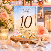 Moderne Starfish Beach Hochzeit-Tischnummer Fotoblock