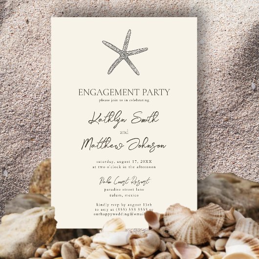 Moderne Starfish Beach Hochzeitsparty Einladung