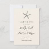 Moderne Starfish Beach Ocean Hochzeit in Urlaubsor Save The Date (Vorderseite)
