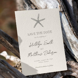 Moderne Starfish Beach Ocean Hochzeit in Urlaubsor Save The Date