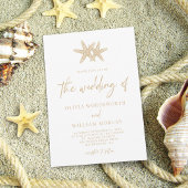 Moderne Starfish Beach Script Beige Sand Wedding Einladung