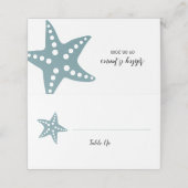 Moderne Starfish Hochzeit-Tischnummer-Platzkarte Platzkarte (Außenseite Aufgefaltet)