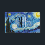 Moderne Starry Night Van Gogh Visitenkarte<br><div class="desc">Diese auffälligen Visitenkarten zeigen das Bild von Vincent van Gogh aus dem Jahr 1889, das eine Szene zeigt, die von seinem Schlafzimmer aus auf dem Asyl basiert, in dem er bleibe. Es verwendet reiche blaue Pigmente und ziemlich seltene indische gelbe Pigmente. Überraschenderweise scheint es ihm nicht besonders gefallen zu haben....</div>
