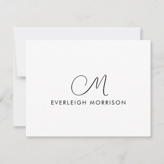 Moderne Stationery für elegante Script Monogram Mitteilungskarte (Vorderseite)