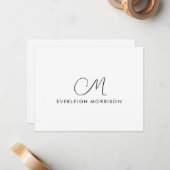 Moderne Stationery für elegante Script Monogram Mitteilungskarte (Vorderseite/Rückseite Beispiel)