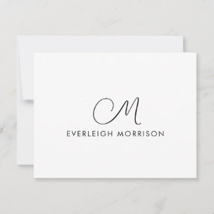 Moderne Stationery für elegante Script Monogram Mitteilungskarte